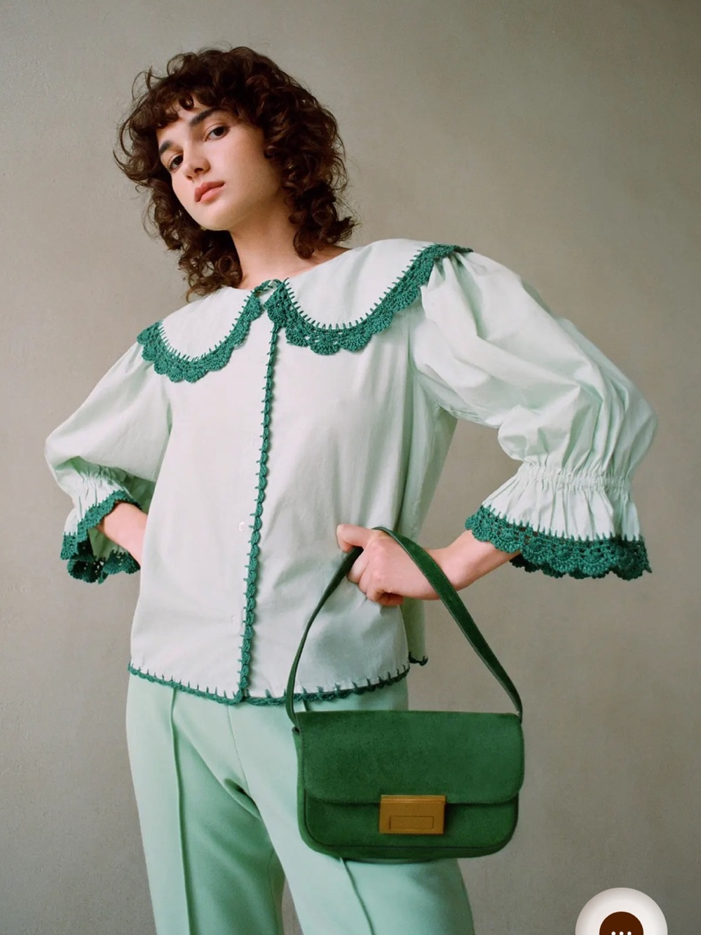 Loeffler Randall Mint Green Jacket with Dark Green Trim